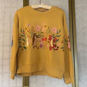 Disney Women's Yellow Sweatshirt with Winnie the Pooh and Friends